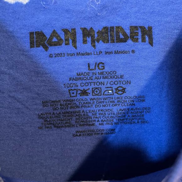 Iron Maiden Trooper Beer Graphic T-Shirt Blue White Large NWOT - Picture 4 of 6